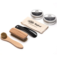 Black Greasy 8 Eye Derby Boot & Care Kit