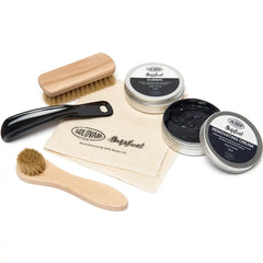 Black Hi-Shine 8 Eye Derby Boot & Care Kit